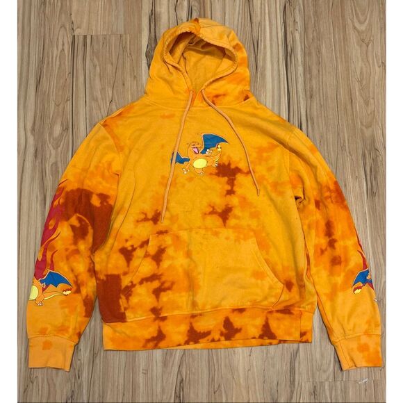 Pokemon Tops - Pokemon Charizard Flame Hoodie Sweatshirt Pullover Tie Dye Size S
